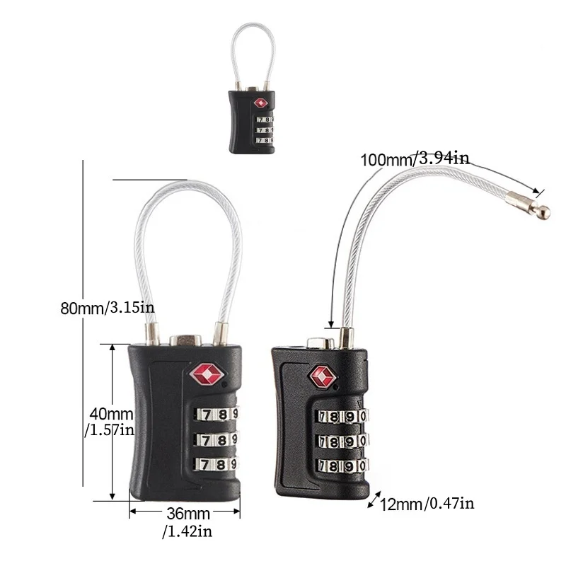 TSA Travel Luggage Mini Security Digit Combination Padlock 3 Digit Anti-Theft Password