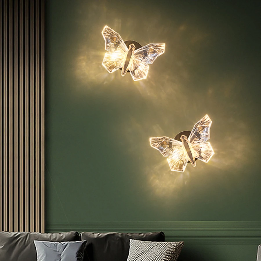 

10W Butterfly LED Wall Lamp Luxury Creative Bedroom Bedside Butterfly Wall Light TV Staircase Cafe Restuarant Office Wall Sconce