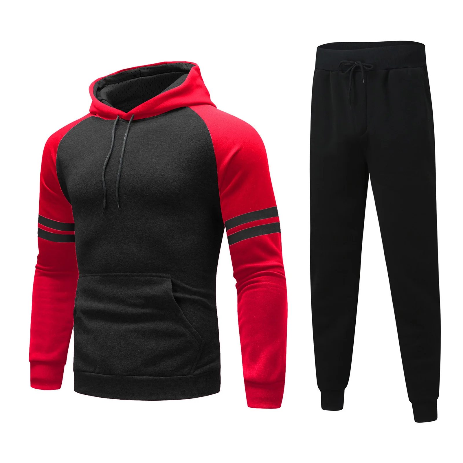 

Men Sweatsuit Suits Brand Patchwork Tracksuit Mens Sets Sweatshirt Patchwork Outfit Sportswear Male Pullover 2 Piece Set Casual