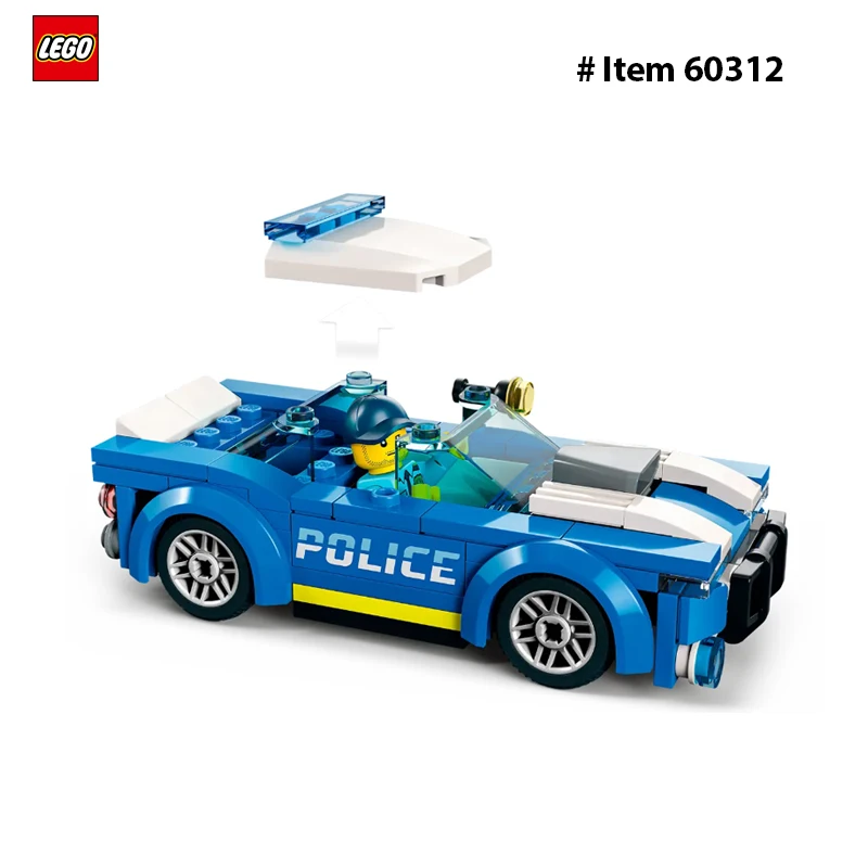 LEGO 60312 City Police Car Toy for Kids 5 Plus Years Old with Officer Minifigure, Small Gift Idea, Car Chase Building Set