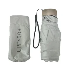 Compact UPF50+ Sun and Rain Travel Umbrella with Capsule Case - Iron (Silver grey)