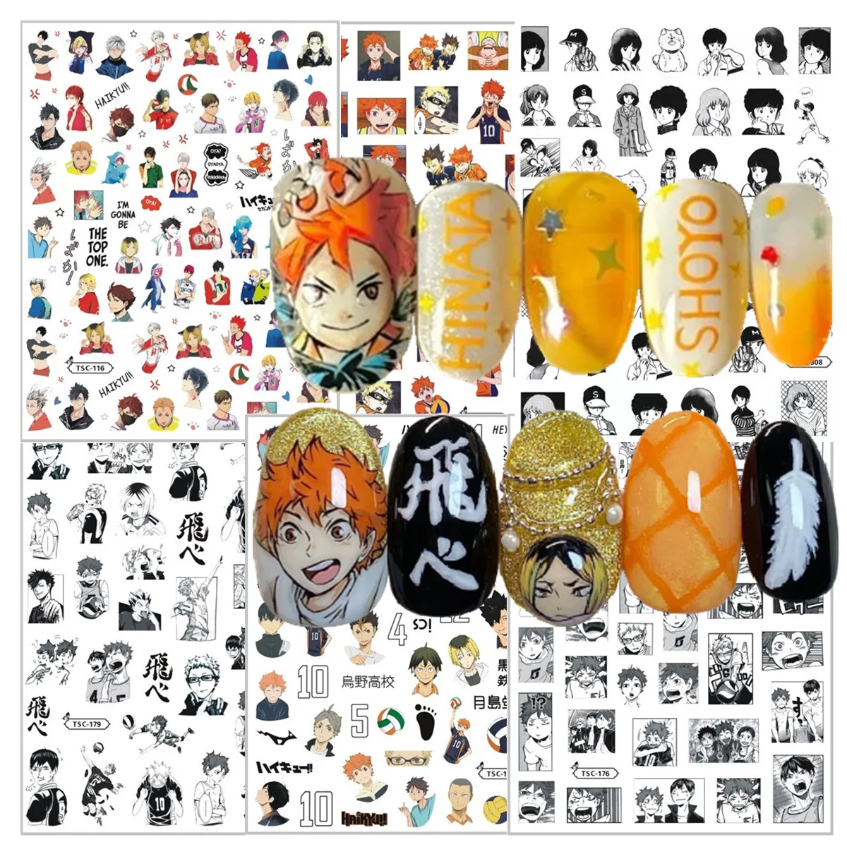 TSC-116 Anime 3d nail art sticker stamp decal nail slider decor Haikyuu!! Hinata Shoyo Tobio Kageyama