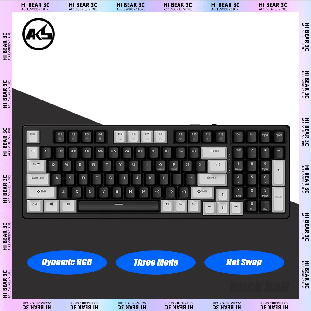 

AKOS BC98 Wireless Mechanical Keyboard Three Mode Dynamic RGB Hot Swap Gaming Keyboard 98 Keys Gasket Pc Gamer Accessories Mac