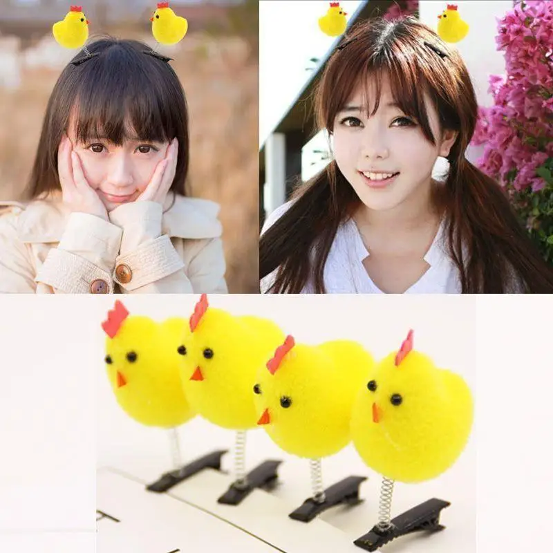 crianças 3d pouco pato amarelo pelúcia hairpin