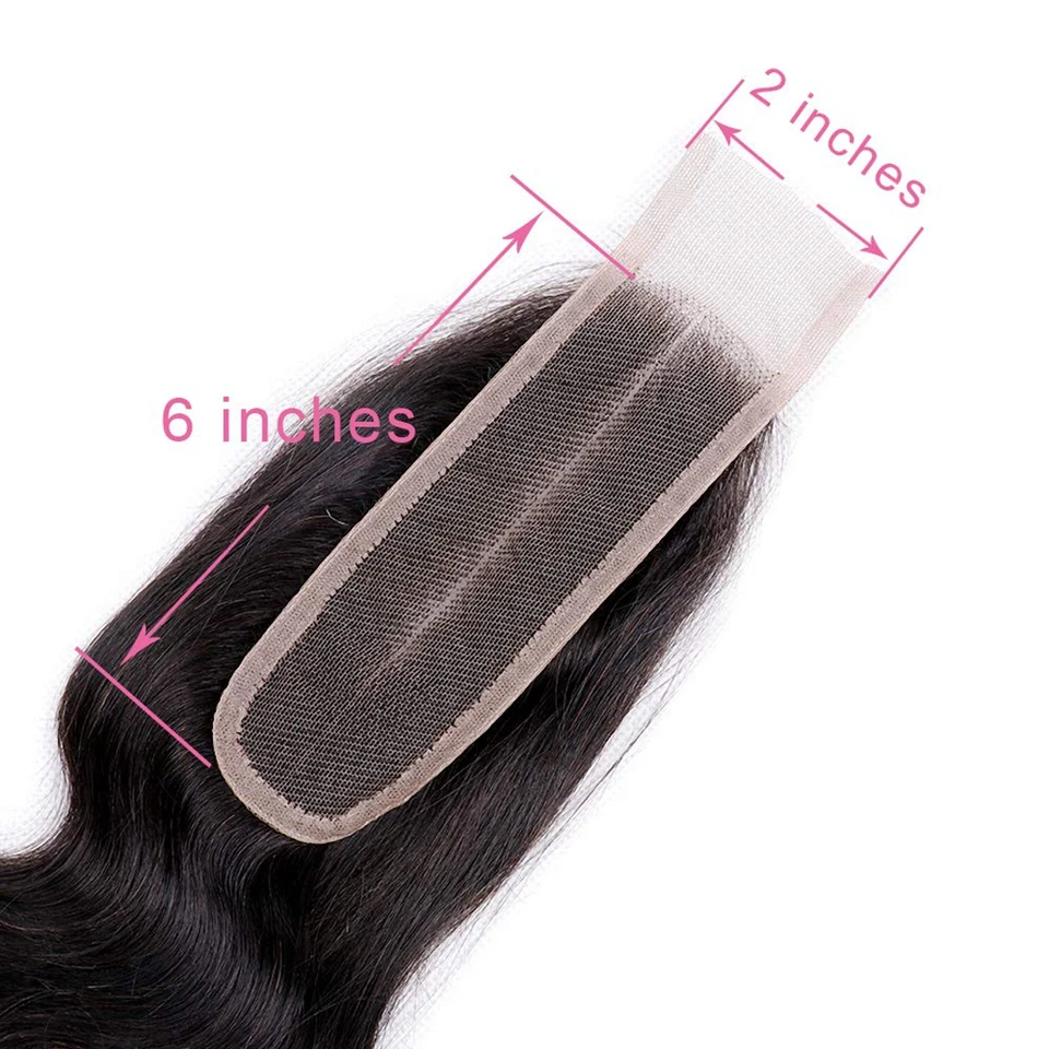 Human hair closure 2x6 body wave hand tied transparent 2x6 HD lace wavy Remy hair