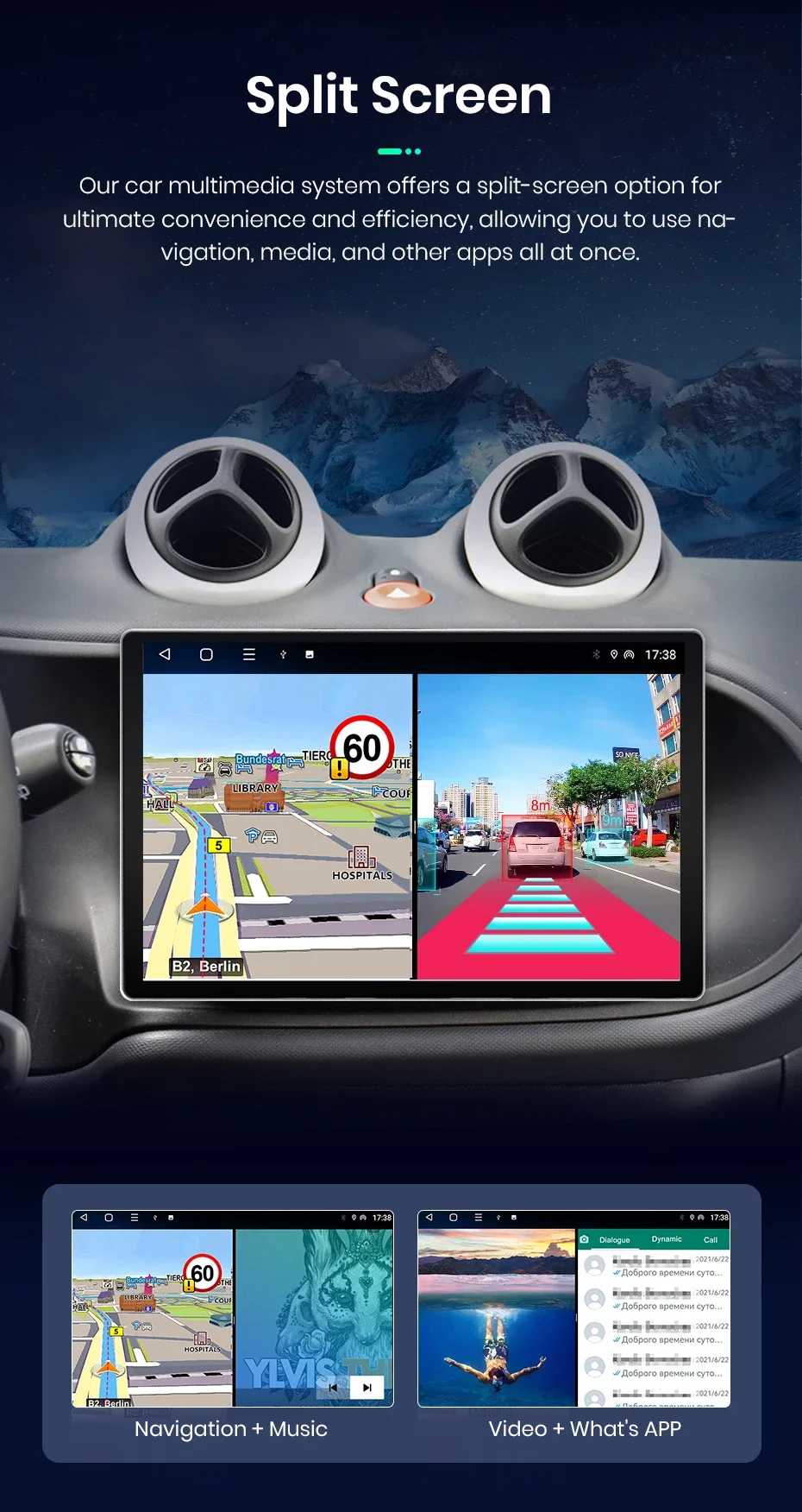 2K QLED Bildschirm Auto Radio Für Mercedes Benz Smart 2016 Drahtlose CarPlay Android Auto Multimedia autoradio – Detail 16