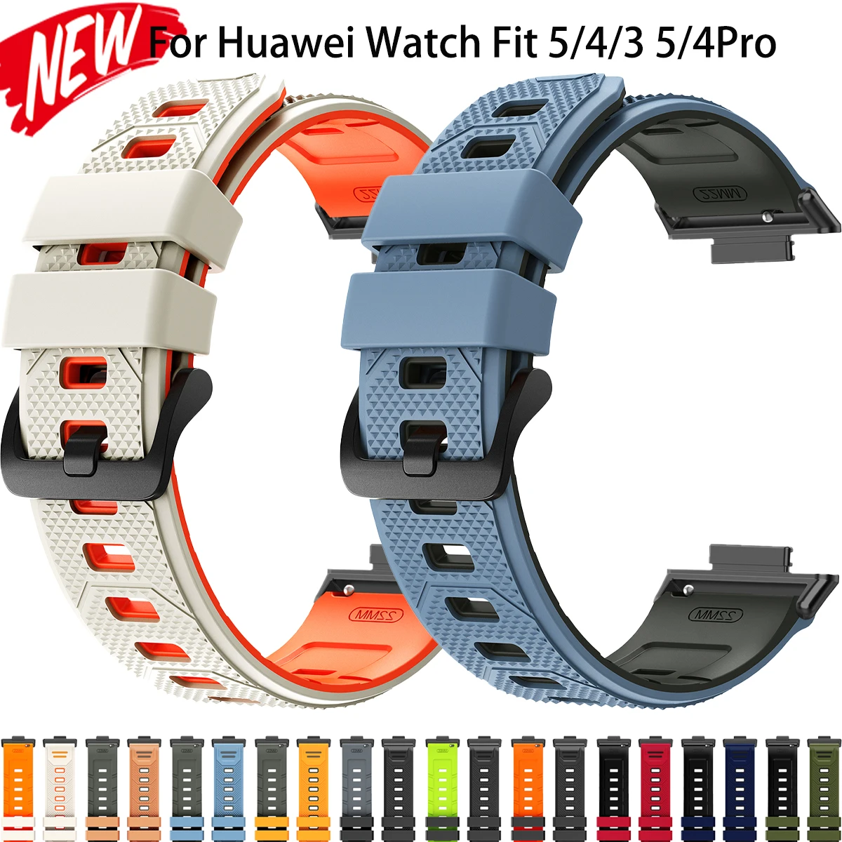 Two-Tone Breathable Silicone Sport Band - Adjustable Soft Strap Bracelet