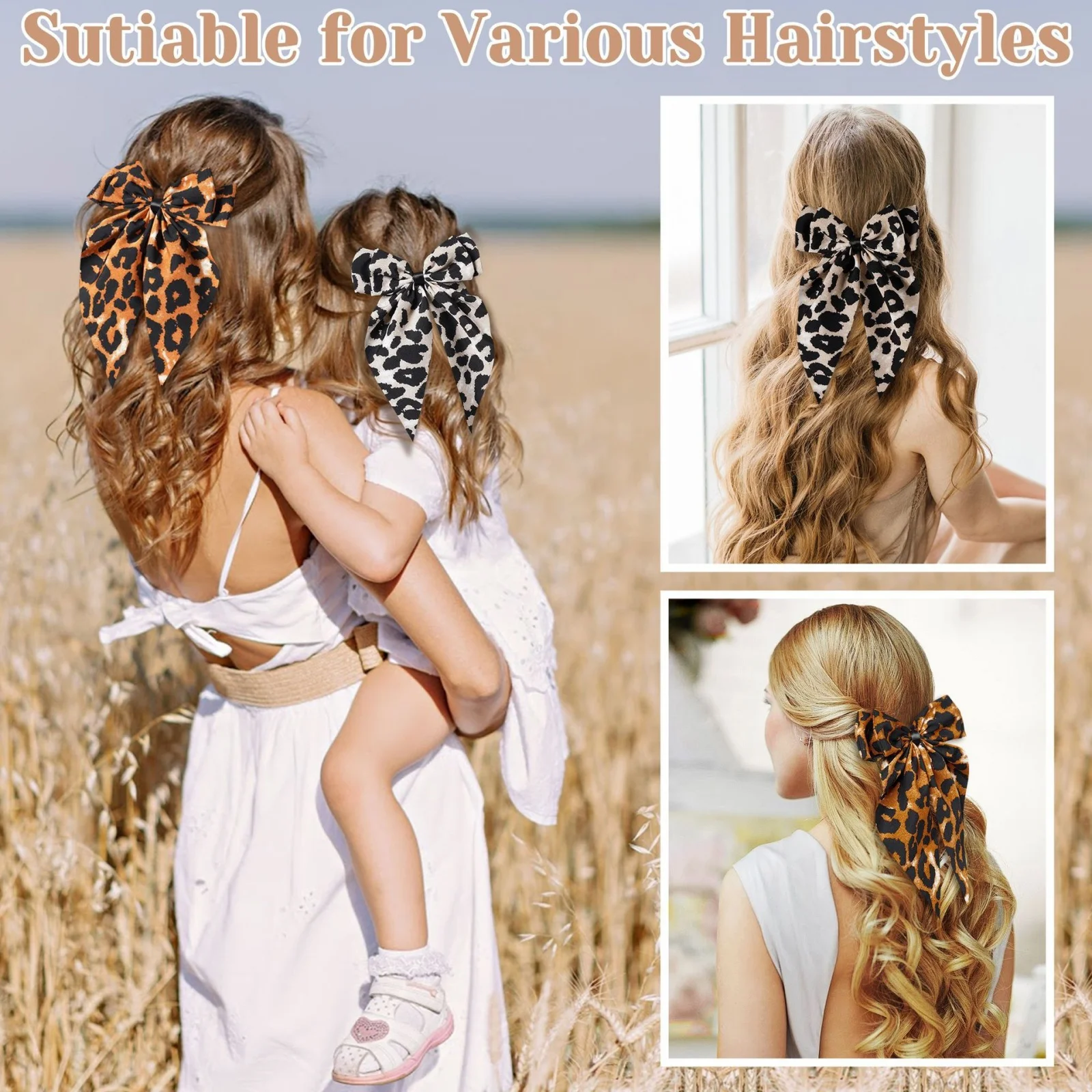 1/2PCS Leopard - Print Bow Hair Accessories, Cute Daily - Wear Hair Clips, Stylish Decor for Women's and Girls' Hairstyles