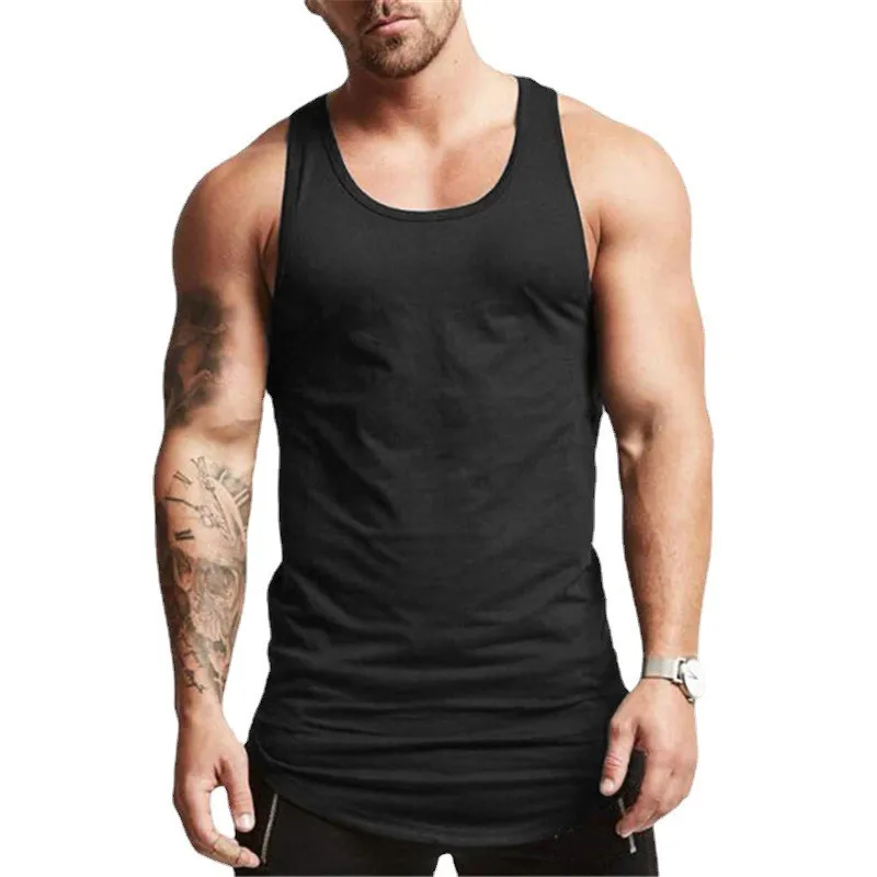 

New Brand Gym Sports Bodybuilding Fitness Summer Fashion Casual Breathable Solid Color Pure Cotton Mens Workout Vest