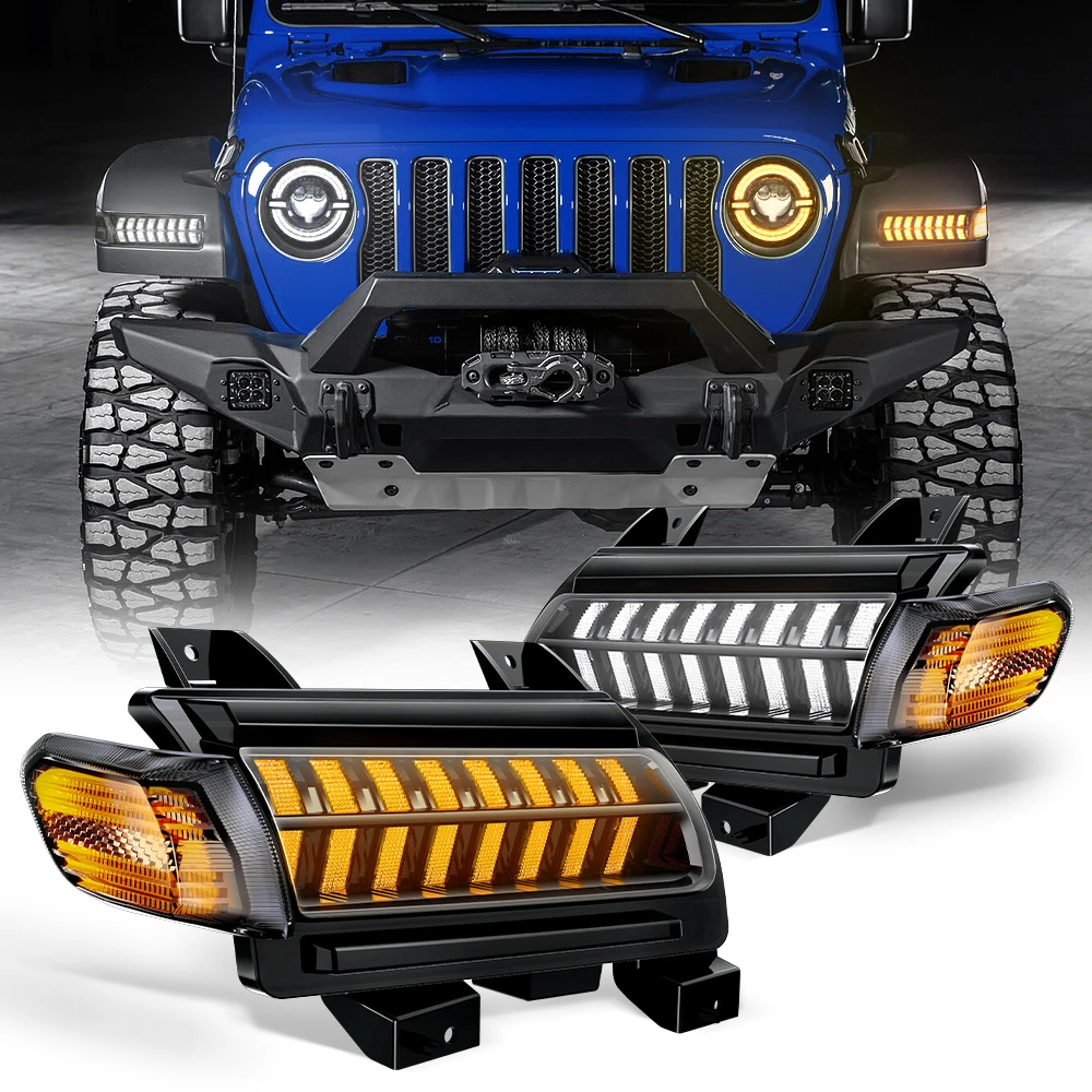 For Jeep Wrangler JL Sport 2018 2019 2020 LED Car Fender Side Marker Turn Signal