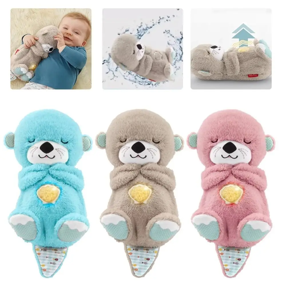 

with Breathing Movement Soothing Sleeping Otter Toy with Music Plush Musical Stuffed Baby Toy Baby Rattle and Teething Toy