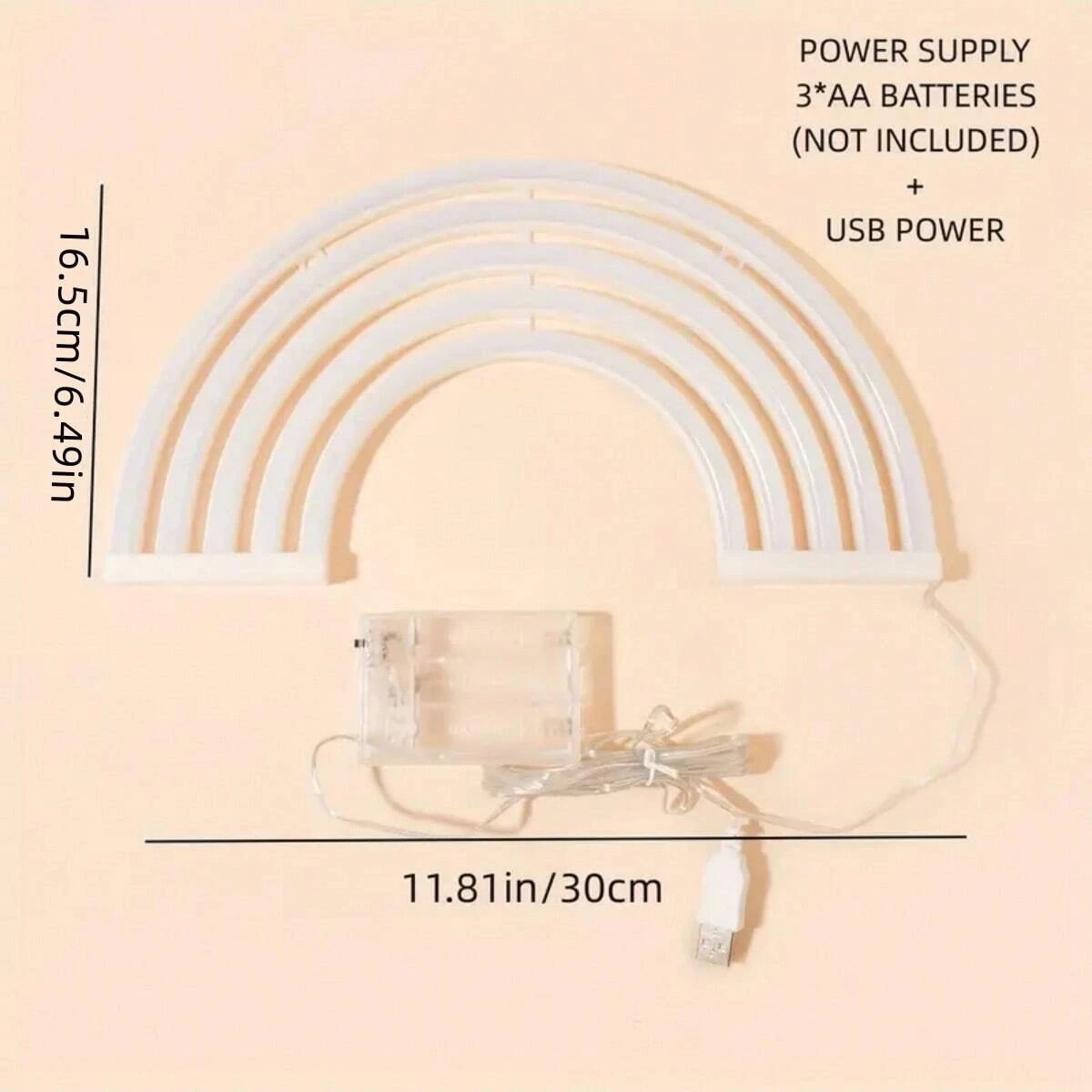 다채로운 레인보우 네온 조명, 화려하고 활기찬 네온 데스크탑 야간 램프, 생일 파티 홈, 30cm, 11.81in x 16.5cm, 6.49in, 1 개
