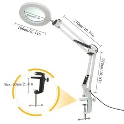 Illuminated Magnifying Glass with Adjustable LED Lighting for Precision Tasks and Beauty Applications (Short Version--White)