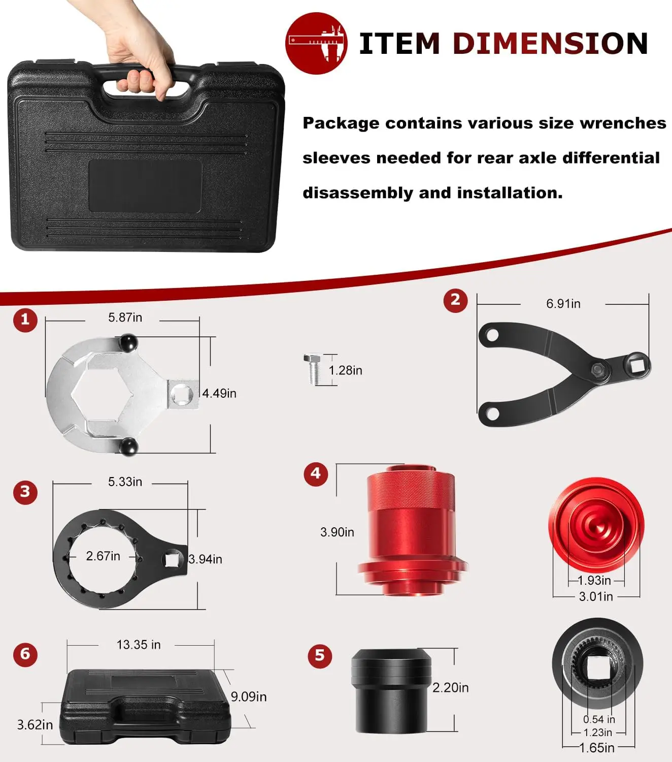 Rear Drive Axle Differential Installer Remover Tool Kit Compatible with BMW X3 X5 X6 RWD 4WD E70 E90 E91 E92, with Carrying Case rear drive axle tool kit