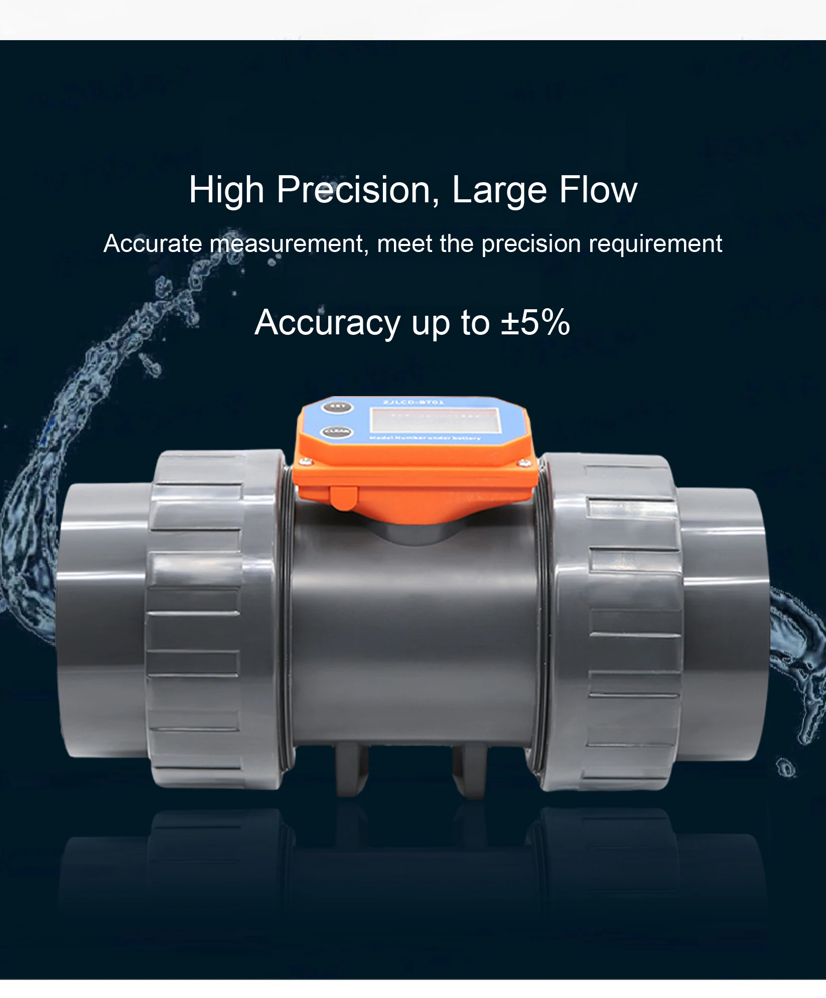 Digital Flow Meter LCD Display Irrigation Wastewater Inline Turbine Flow Sensor