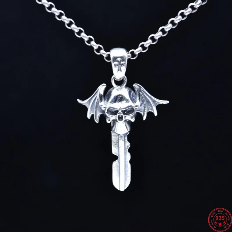

S925 Sterling Silver Charms Pendants for Women Men Demon Sword Human-Skeleton Wings Cross Punk Fashion Jewelry Free Shipping