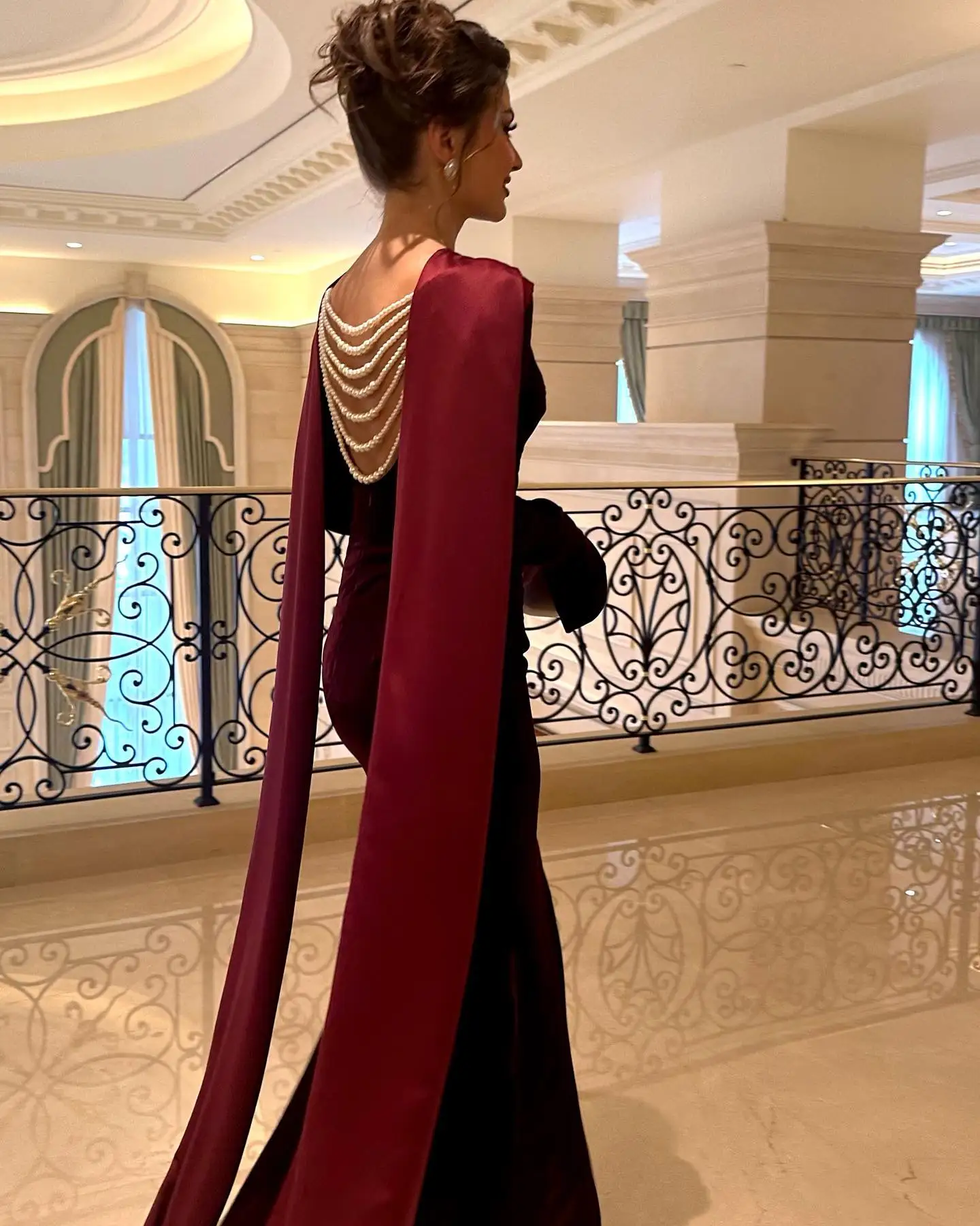 AsaNagi Velvet Mermaid Prom Dress Women's O Neck Long Sleeve Pearl Party  Evening Gown Floor Length Saudi Special Occasion Gowns - AliExpress 320
