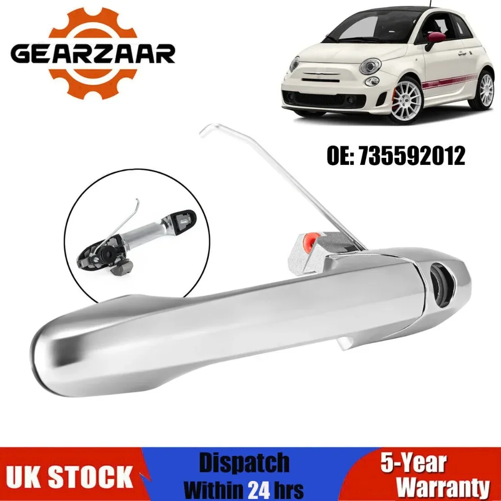 735592012 / Fiat 500 Maniglia Esterna Lato Guida (Uk) - Chrome - Offside (Os)