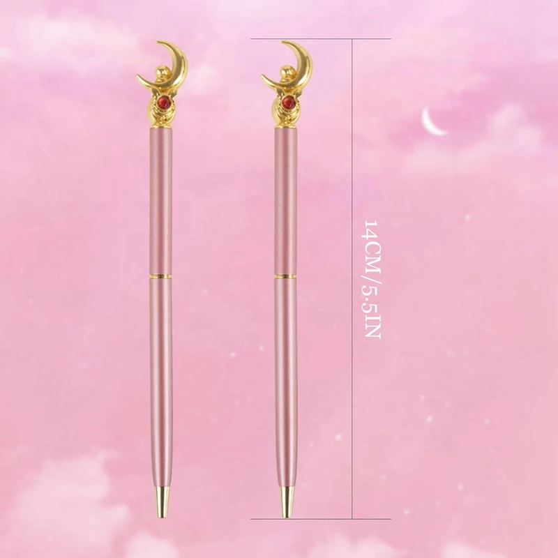 문 펜, 애니메이션 소녀 로즈 골드 펜, 학교 용품, 블랙 젤 펜, 0.5mm, 2 개