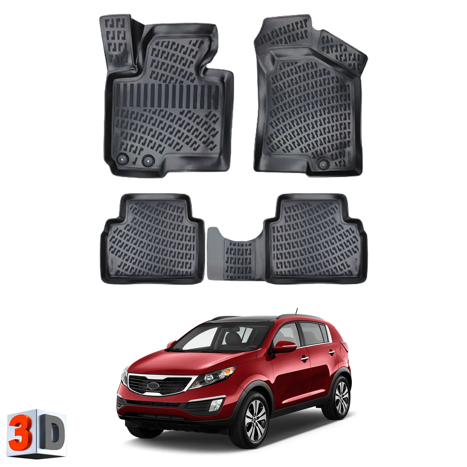 

Kia Sportage R - (2011-2015) Floor Mats Liner Waterproof 3D - (Black)