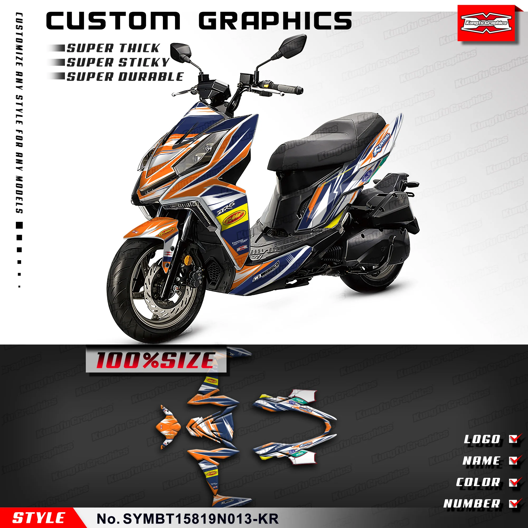 

Набор для упаковки графики мотоцикла KUNGFU Для SYM DRG BT 158 2019 2020, SYMBT15819N013-KR