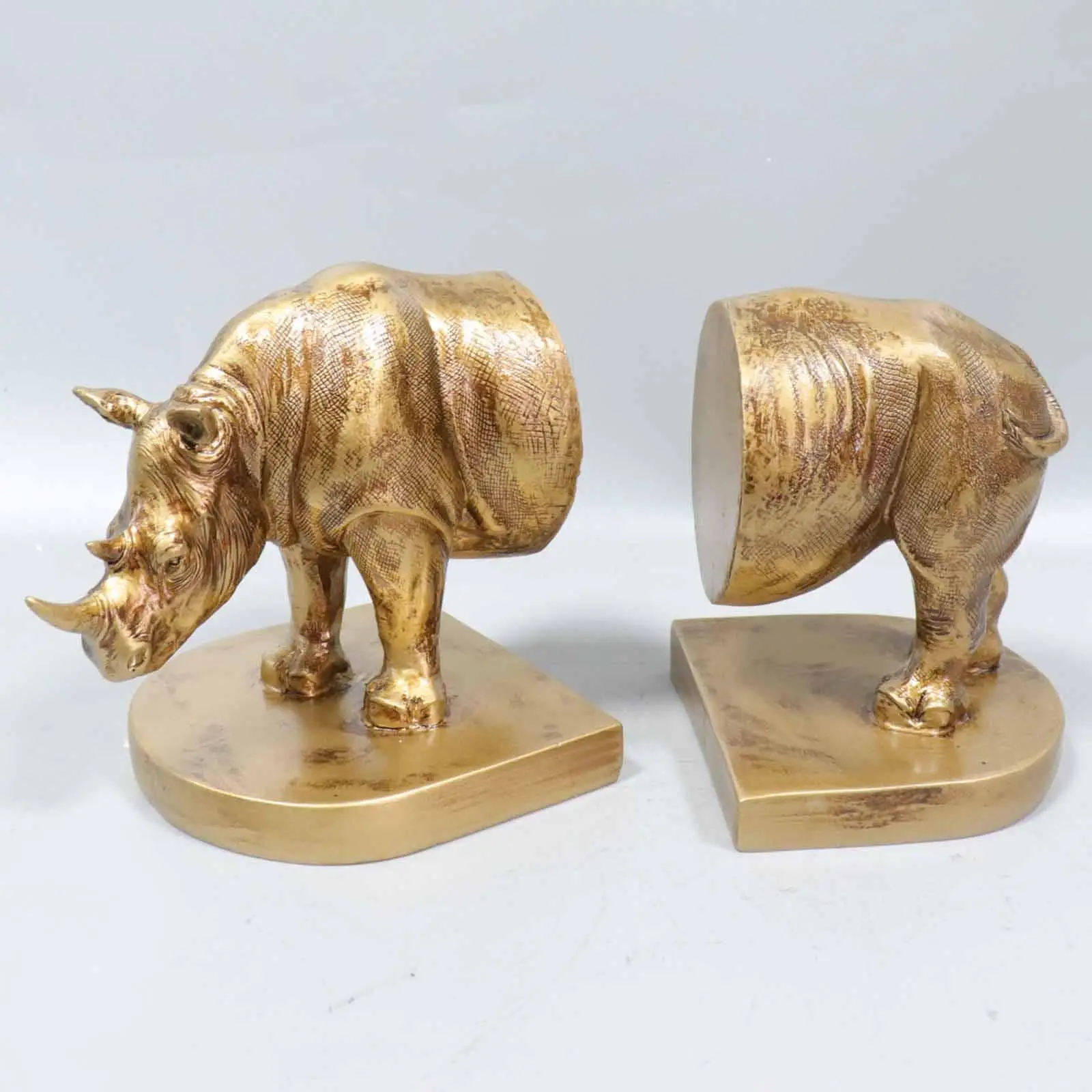 2x Decorative Bookends Book Stand Multifunctional Functional Rhino Statues Rhino Bookends for Coffee Tables Living Room