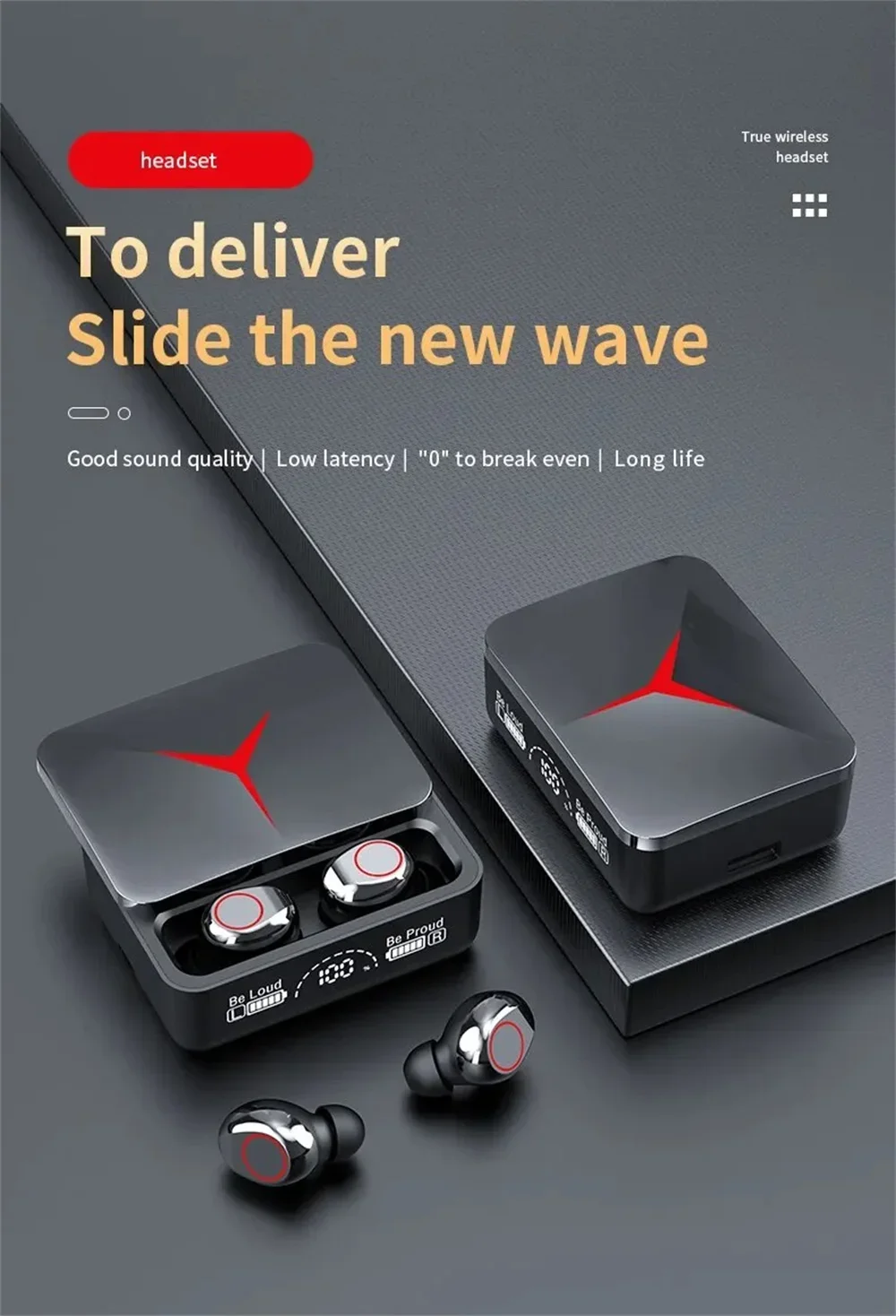 Bluetooth 5.3 Touch Control Gamer Headset Wireless Earphones HiFi Stereo Noise R