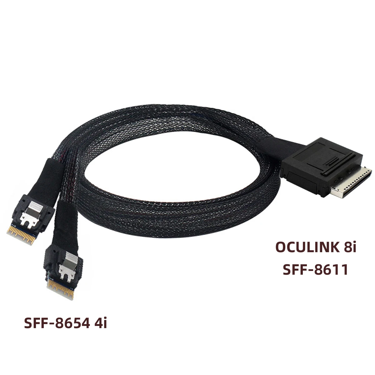 

Xiwai 50cm SFF-8611 to SFF-8654 Cable,OCuLink PCIe SFF-8611 8x 8-Lane to 2 SFF-8654 Slimline 4x SSD Data Active Cable