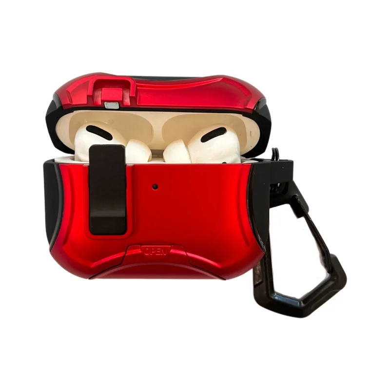 Shockproof Armor Case with Security Lock & Carabiner - Anti-Drop Hard Earphone Cover