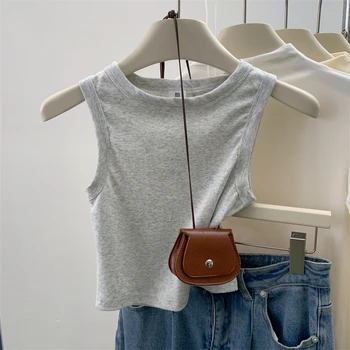 بلوزة بدون أكمام لعام 2025 للنساء بلوزة بدون أكمام مضلعة بلون سادة ملابس علوية صيفية أساسية عصرية للمراهقات 2