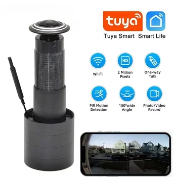 Tuya APP Smart Video Peephole 2MP Wifi Cam Motion Detection Door Viewer Video-eye Wireless Two-way Audio Home Security Camera
