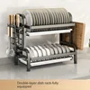 Dish Drying Rack Compact Kitchen Dish Rack Drainboard Set Large Rust-Proof Dish Drainer with Utensil Holder 4