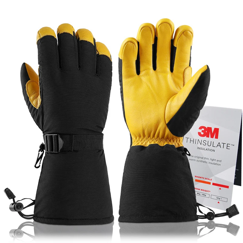 OZERO Ski Gloves Winter Waterproof Snowboard Snowmobile Skiing Motorcycle Riding Warm 3M Thermal Women Men Large Size 5 Fingers 3