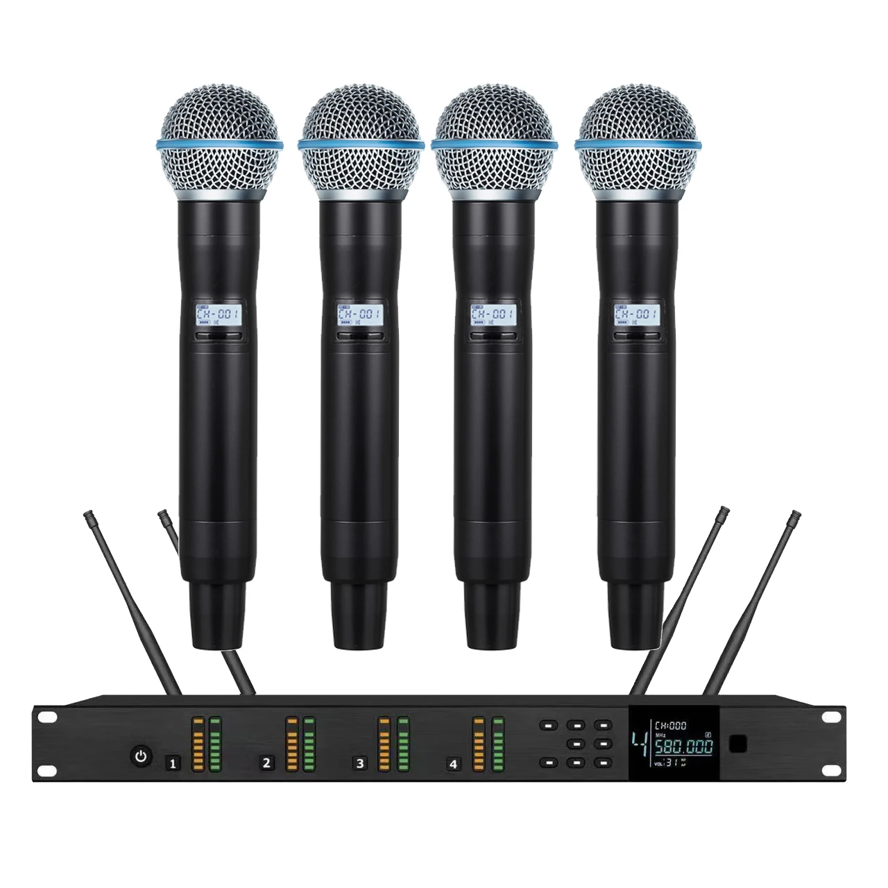 

Super Cardioid 4-Channel Beta58 540-590MHz AD4Q Digital Wireless Microphone System B58 Dynmaic Handheld Stage Sing Speech