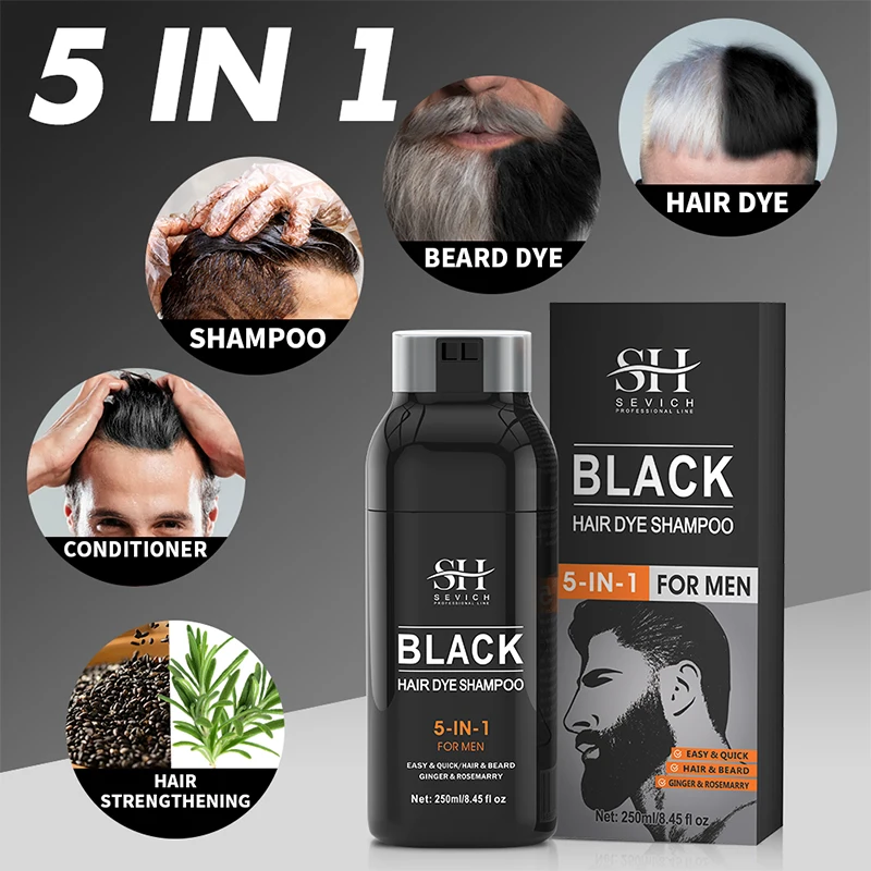 Hair Color Shampoo Instant Coloring Cover Gray White Hair Concealer Natural Black Color for Men Women Dye Coloring