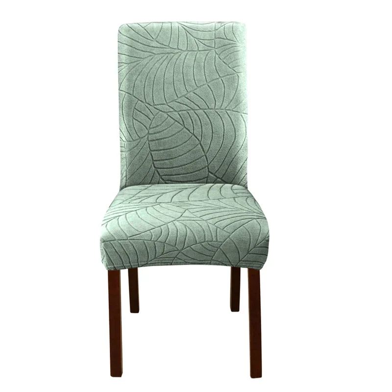 Leaf Jacquard Stretch Chair Cover - Removable, Solid Color Seat Protector for Dining and Banquet Seating