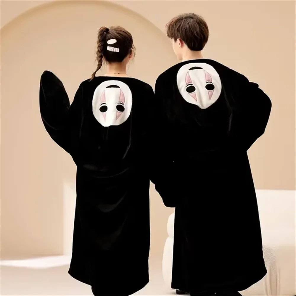 Couples Costume Robe Men's Faceless Halloween Cosplay Cute Kigurumi Sand Sculpture Women's Home Jumpsuit Pijama No Face