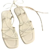 Sandales d'été pour femmes, nouvelle mode, chaussures plates à bout ouvert, cravate croisée, robe élégante décontractée, sandales de gladiateur de plage à lacets, 2023 5