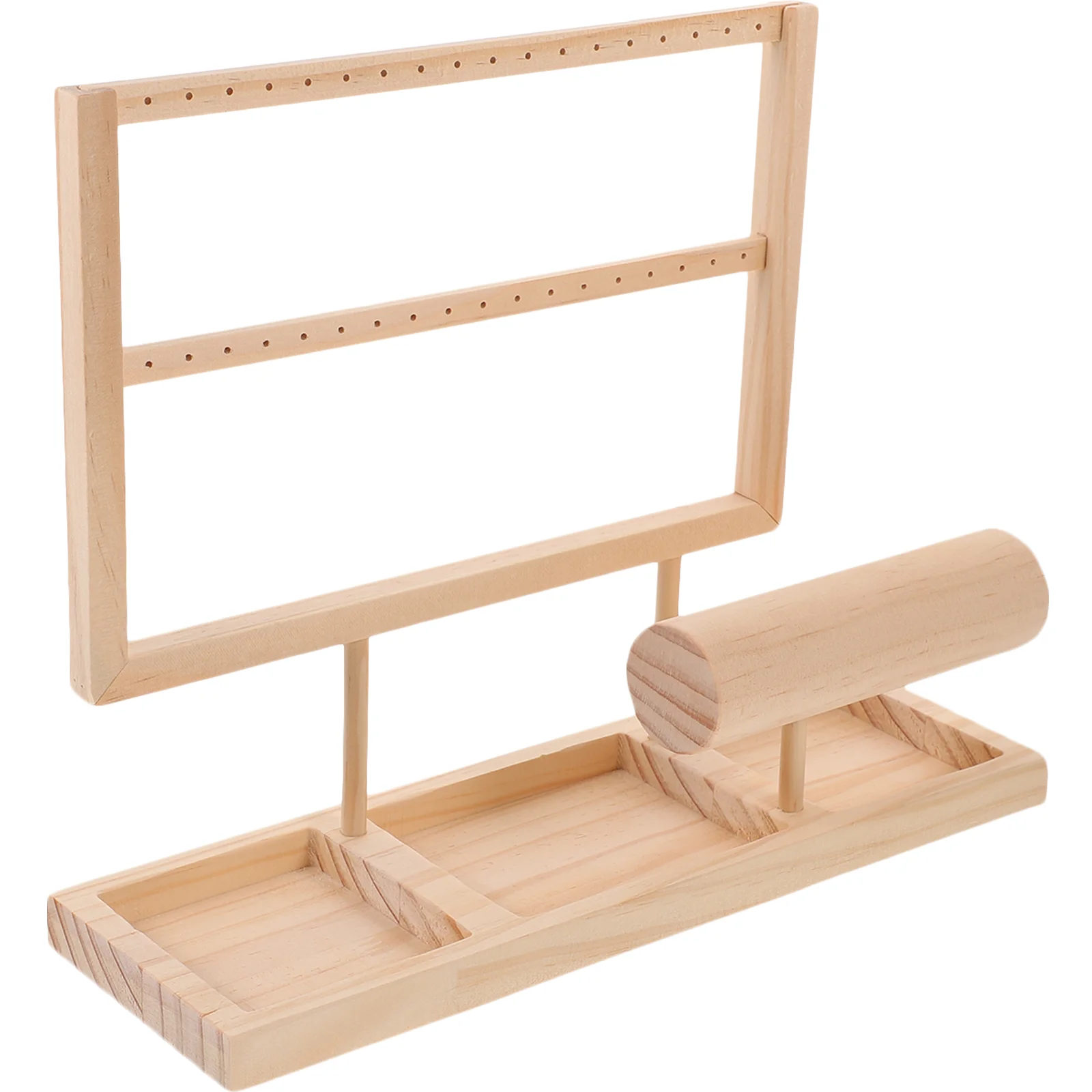 

Earring Display Stand with Wooden Tray Jewelry Display Rack Earring Bracelet Organizer