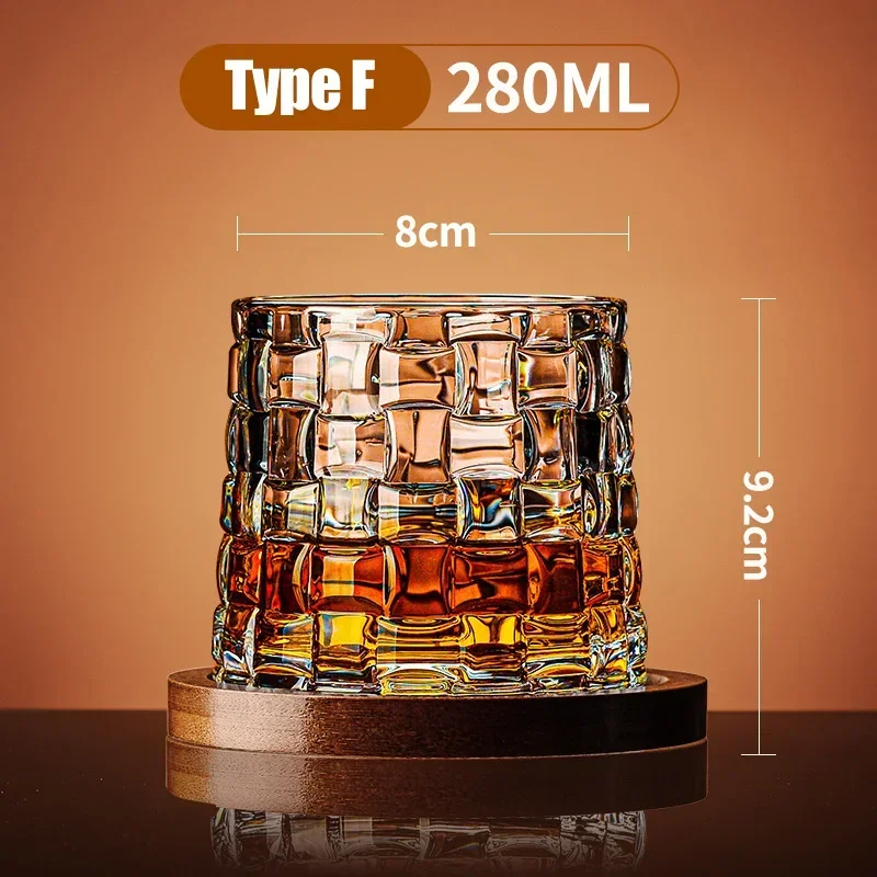 Rotating Crystal Tumbler Whiskey Glass