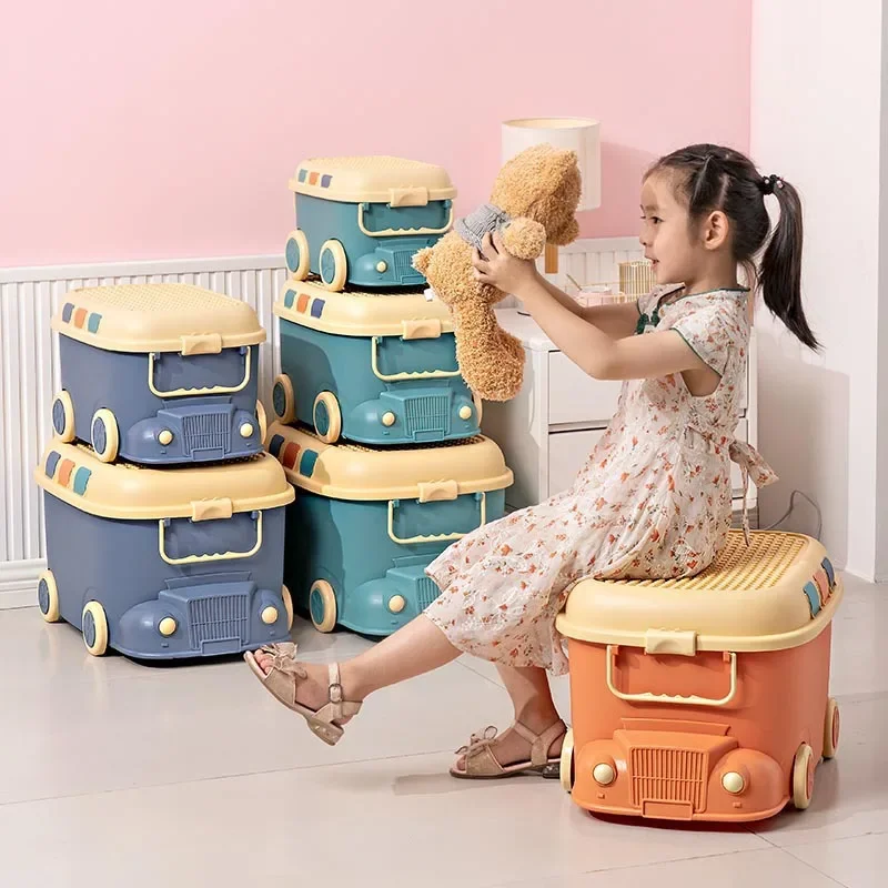 Children's Toys Storage Box, Home Thickening Organizer, Cute Funny Little Train Storage Box, Baby Clothes Snacks Box