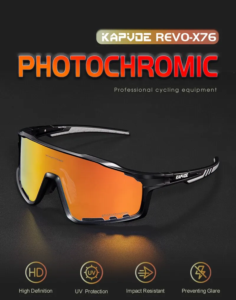 Óculos de sol fotocrômicos KAPOVE para ciclismo, feminino e masculino, MTB, mountain bike, estrada, esportes ao ar livre, bicicleta_voghion.com