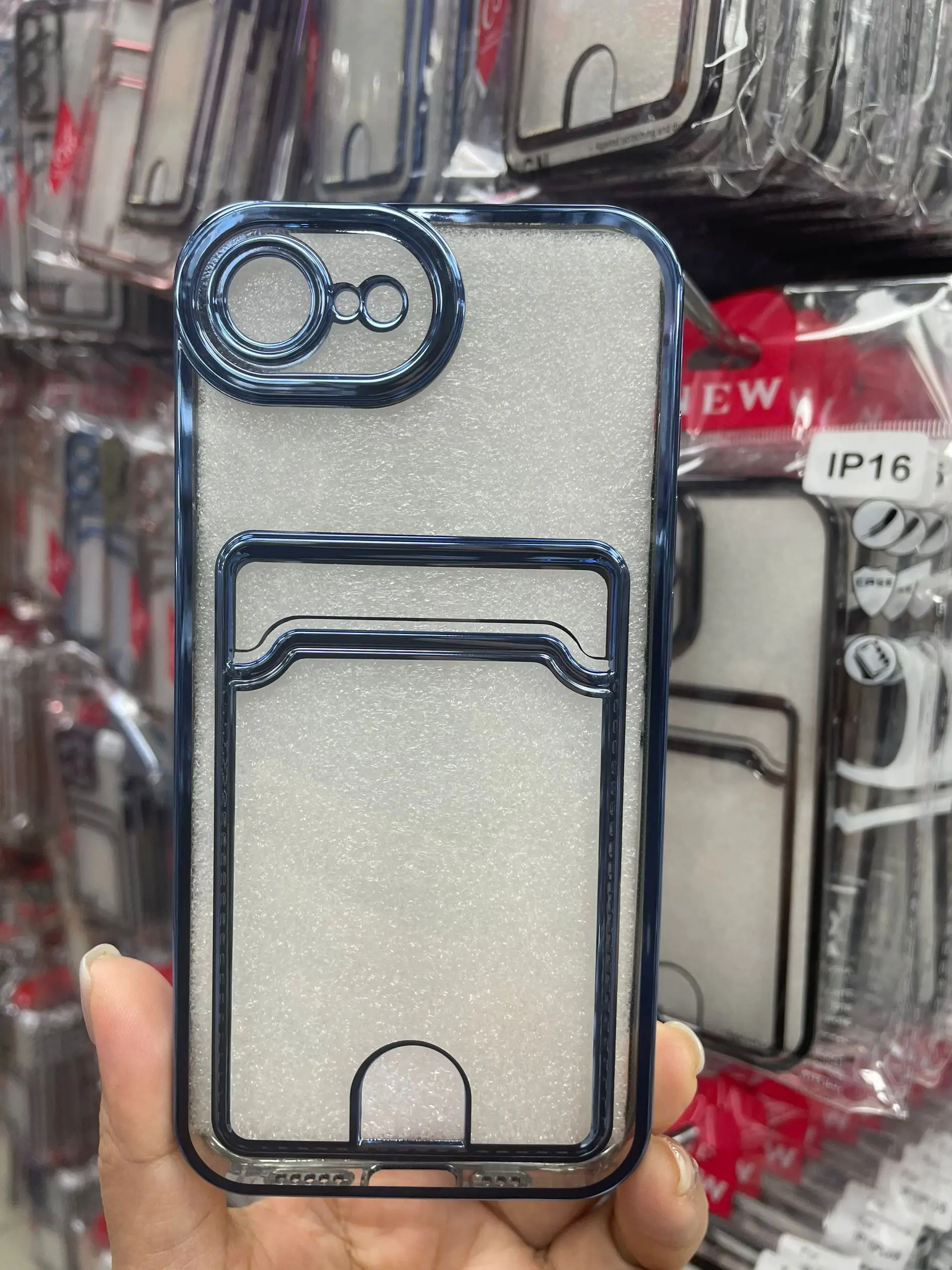 Enhanced Plating Wallet Card Holder Case with Soft Shockproof Transparent Back Cover