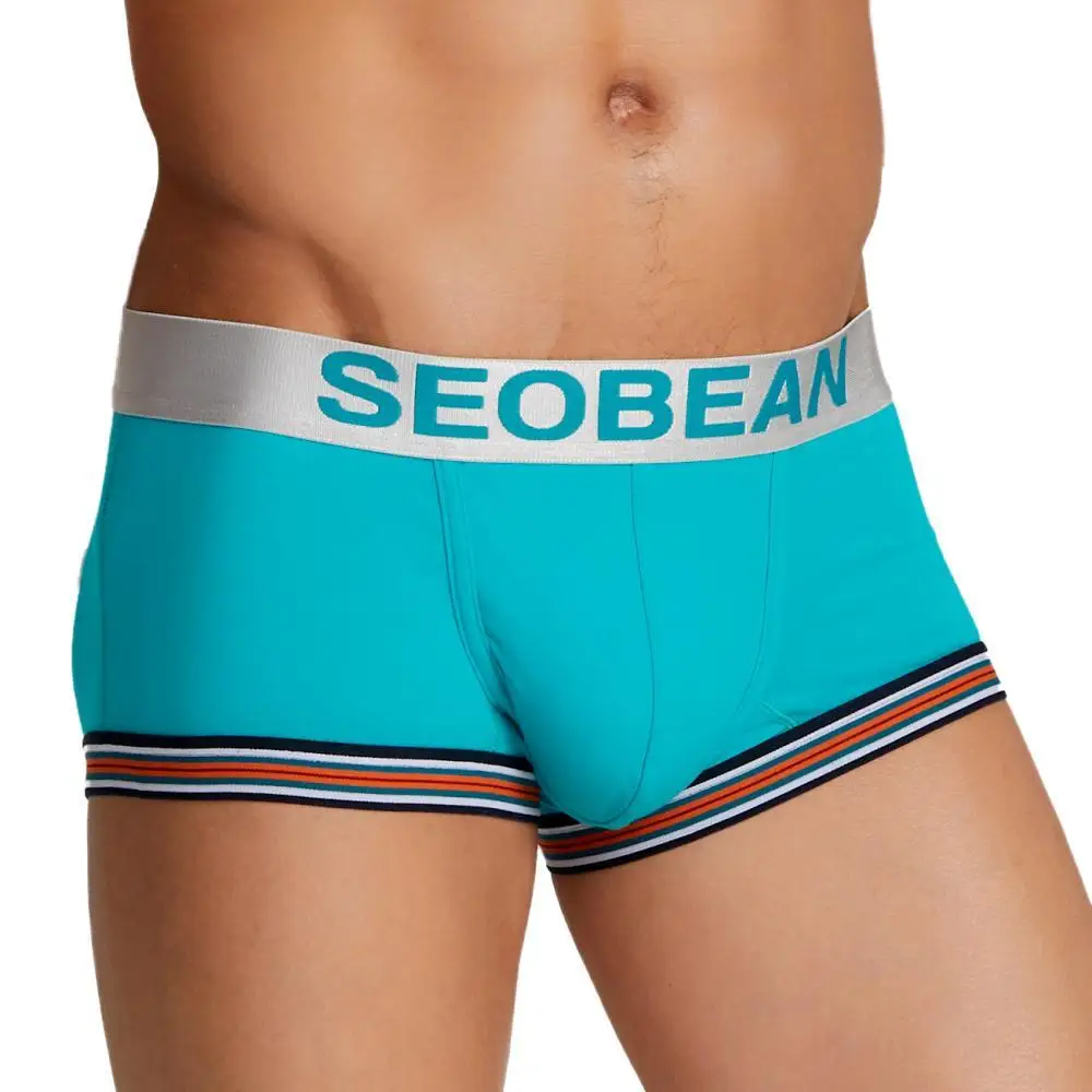 

SEOBEAN New Underwear Men Boxers U Convex Pouch Breathable Cotton Underpants Sexy Low Waist Male Panties Boxer Shorts