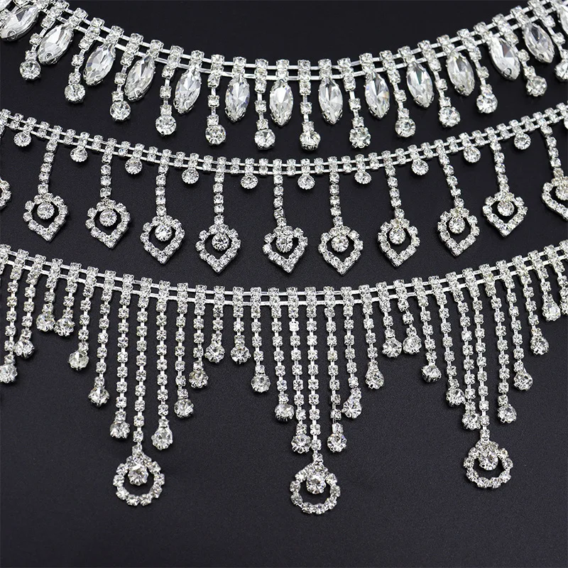 10 Meter Strass-Quastenband Funkelndes Kristallglas-Diamantband DIY Kunsthandwerk Hochzeitsgeschenke Dekoration Strass-Kette