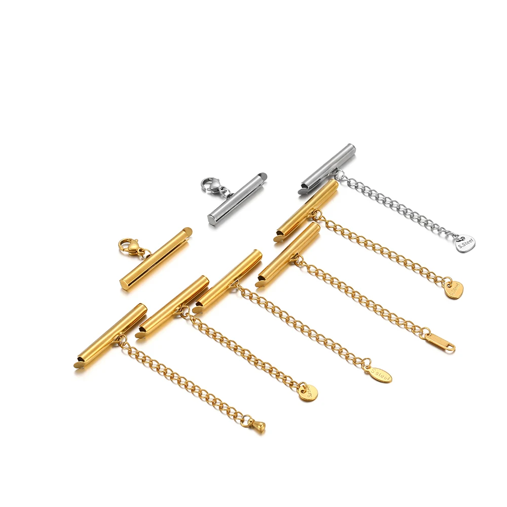 20 Stück, kein Verblassen, Schnallen, Rohre, Verbinder, Edelstahl, Gold, Crimp-Endkappen, Schieberverschluss für DIY-Armband, Schmuck, Halskette – Detail 4