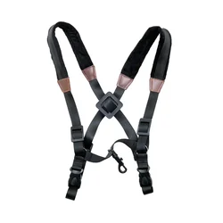 Deluxe Adjustable Leather Double Shoulder Saxophone Strap with Hook (Black Sax Strap)