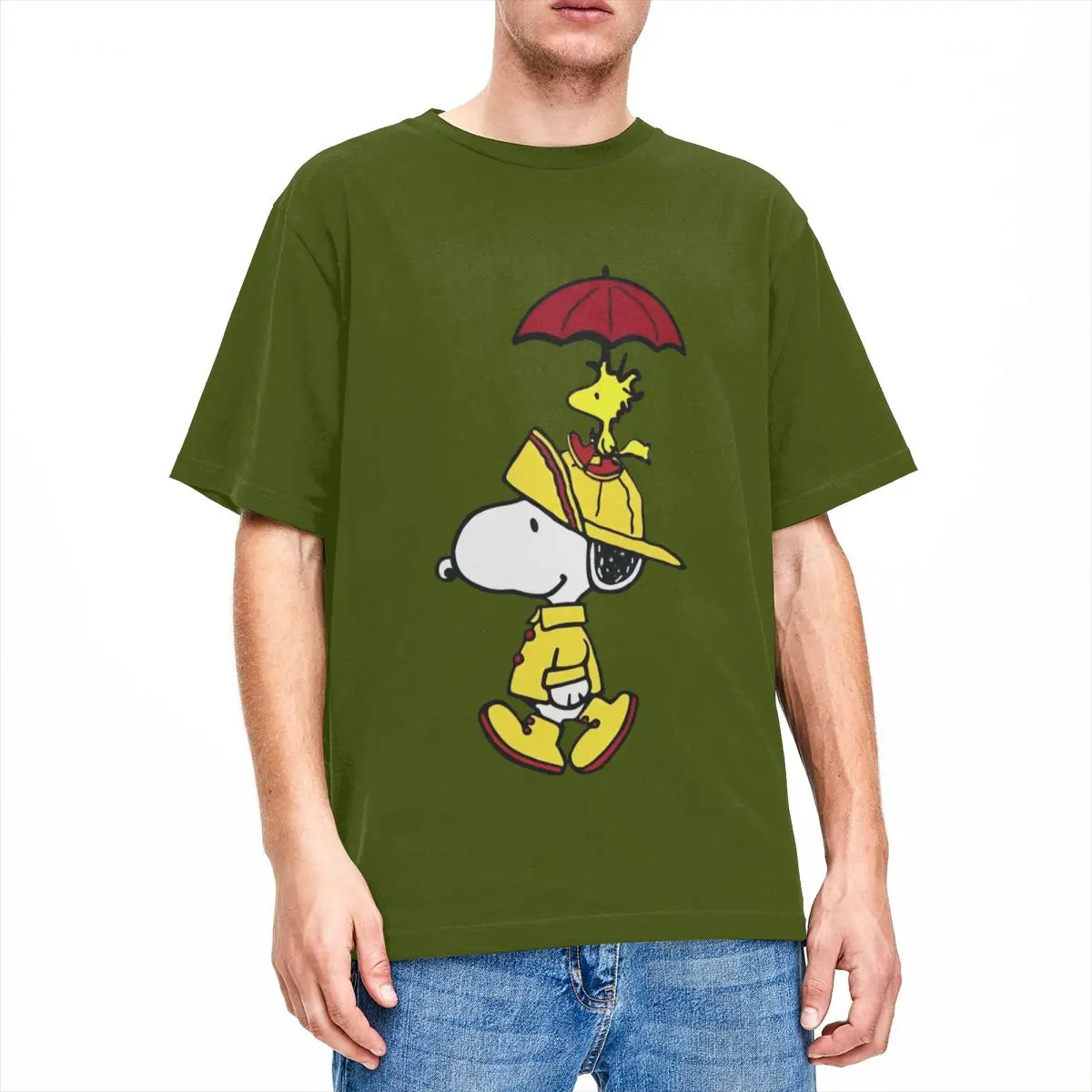 thumbnail image 1 of Camisetas de algodón para hombre, de Peanuts, Charlie Brown y Snoopy, clásicas, de verano, de manga corta, con cuello redondo, diseño de moda, 1 of 5