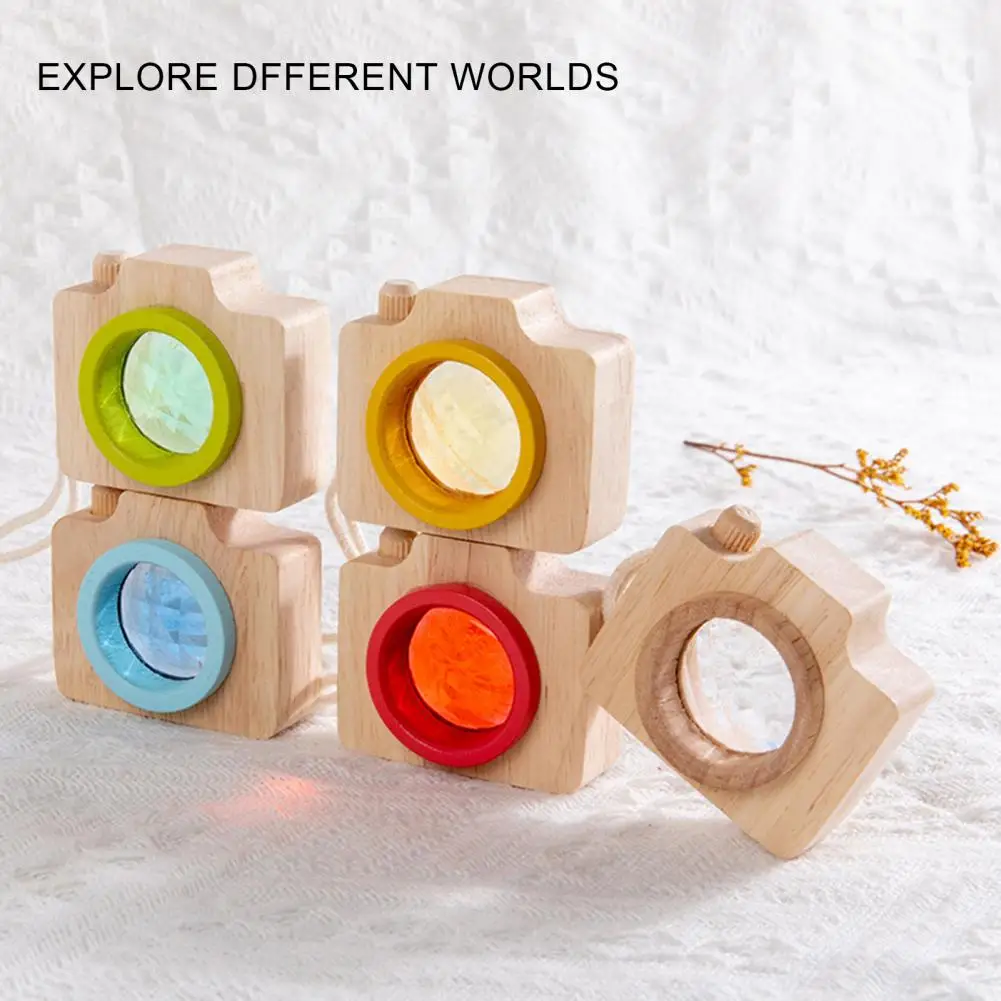 Small Entertainment Kids Wooden Camera Early Educational Toy Wooden Kaleidoscope with Hanging Rope for Souvenir children toys,kaleidoscope toy