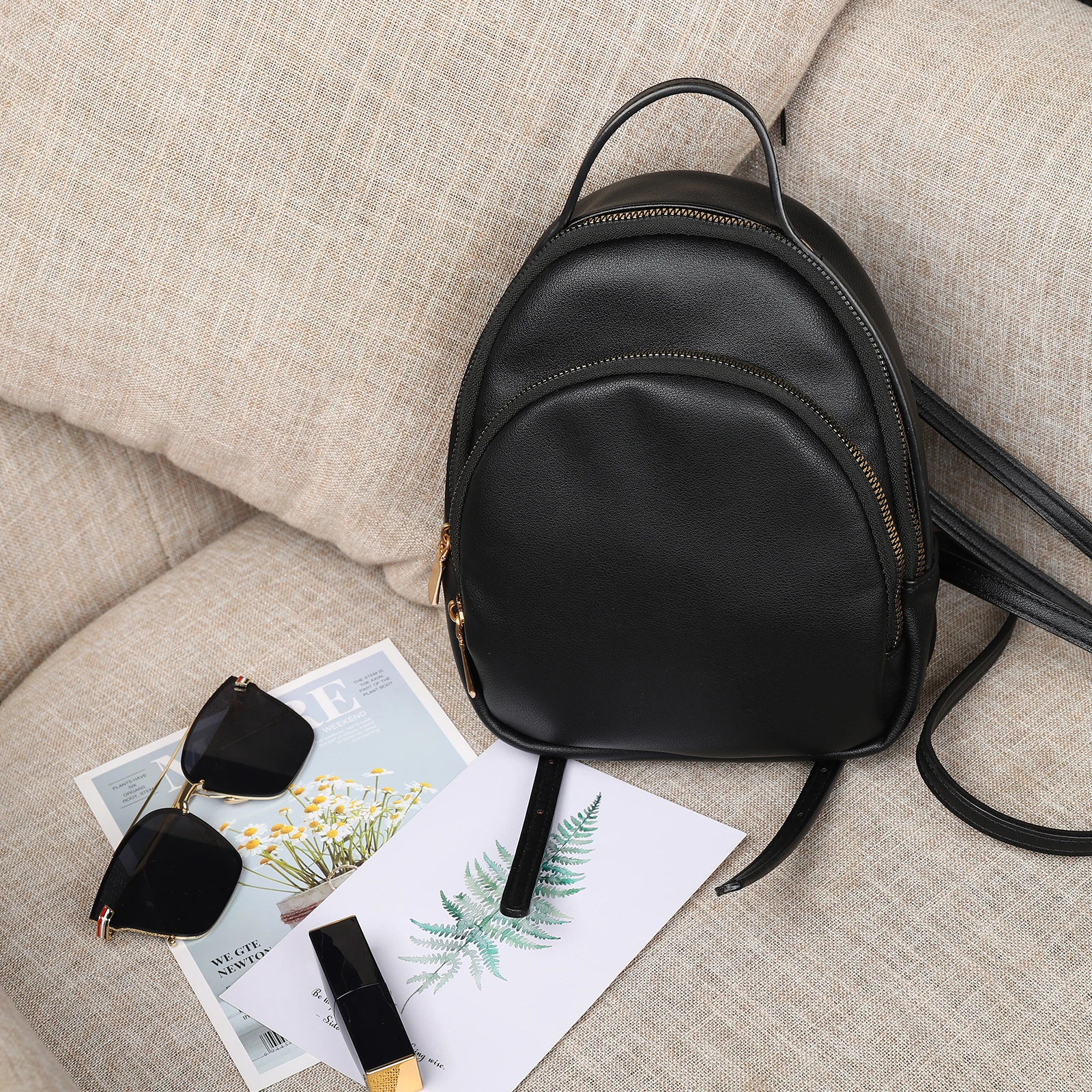 Minimalist PU Leather Backpack for Women – Multifunctional Travel Bag with Large Capacity for Girls and Ladies Bags & Storage Items Small backpacks